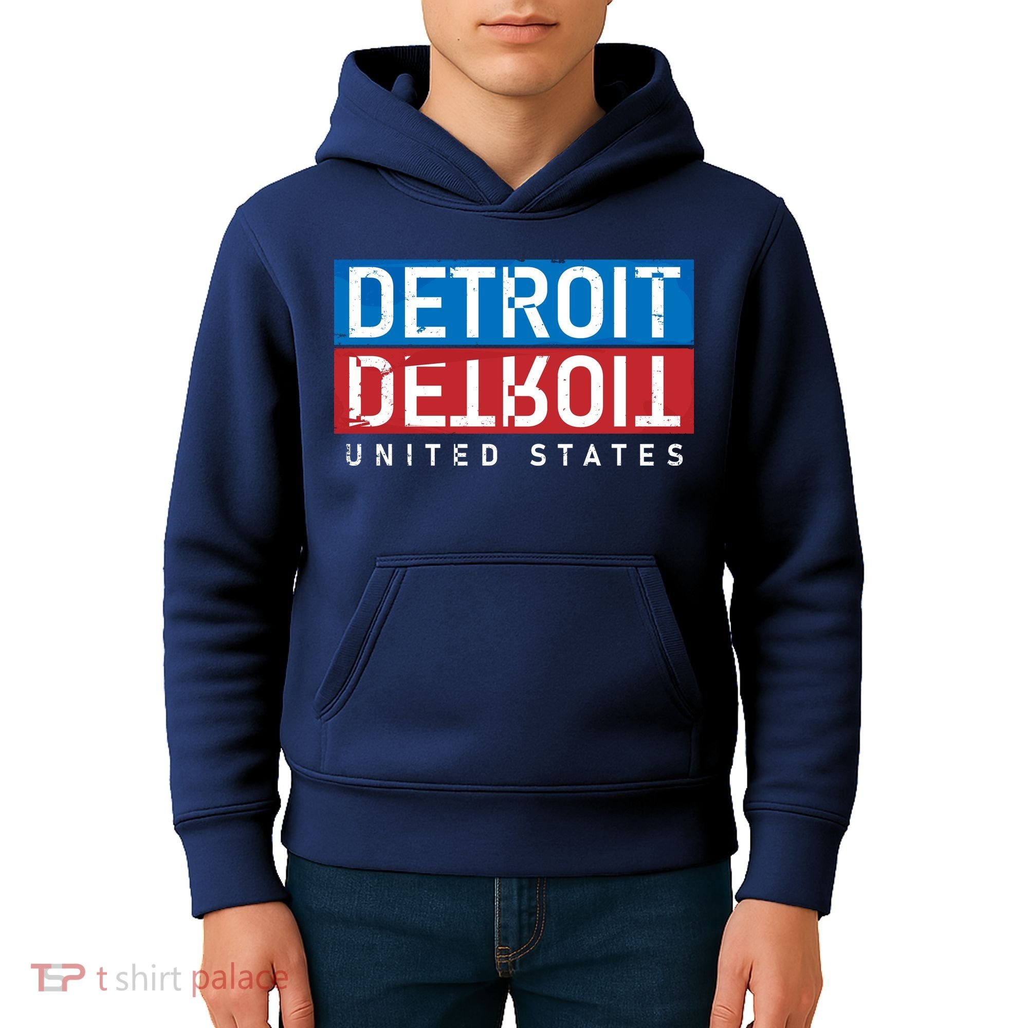 Detroit Block Mirrored Logo Kids Hoodie