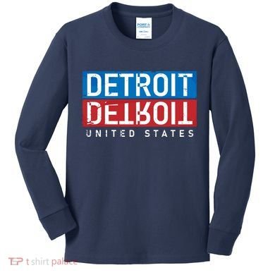 Detroit Block Mirrored Logo Kids Long Sleeve Shirt