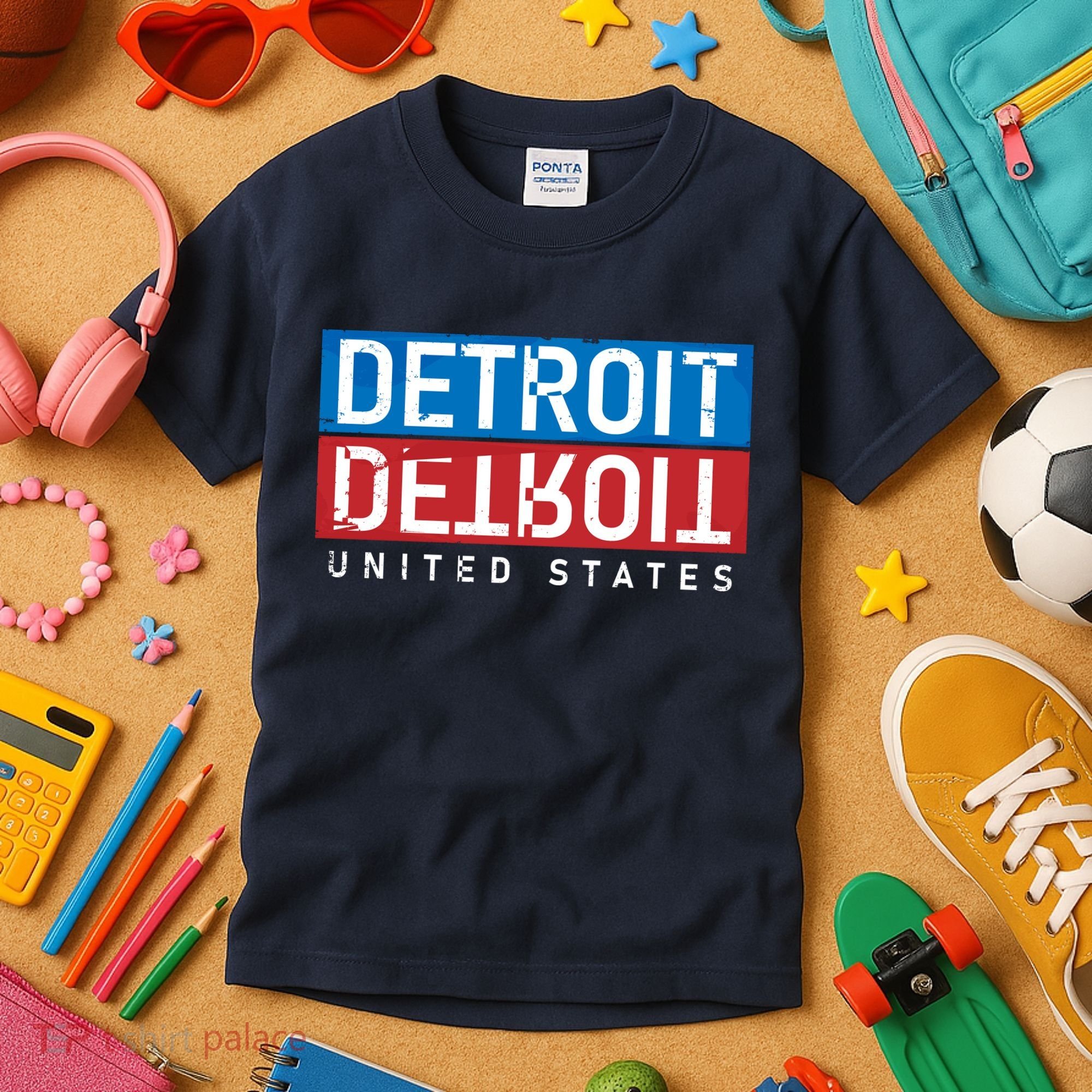 Detroit Block Mirrored Logo Kids T-Shirt