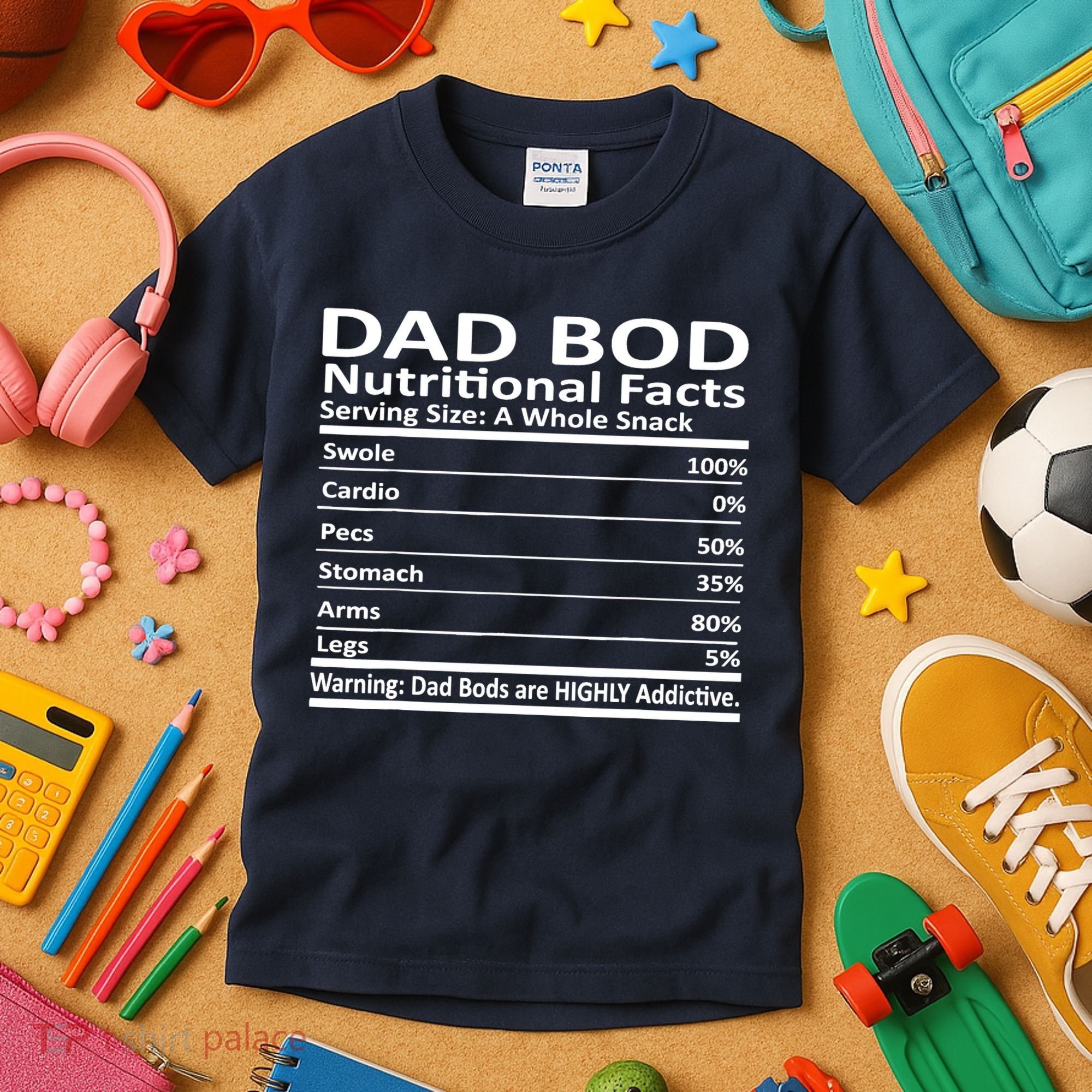 Dad Bod Nutritional Facts Funny Father Kids T-Shirt