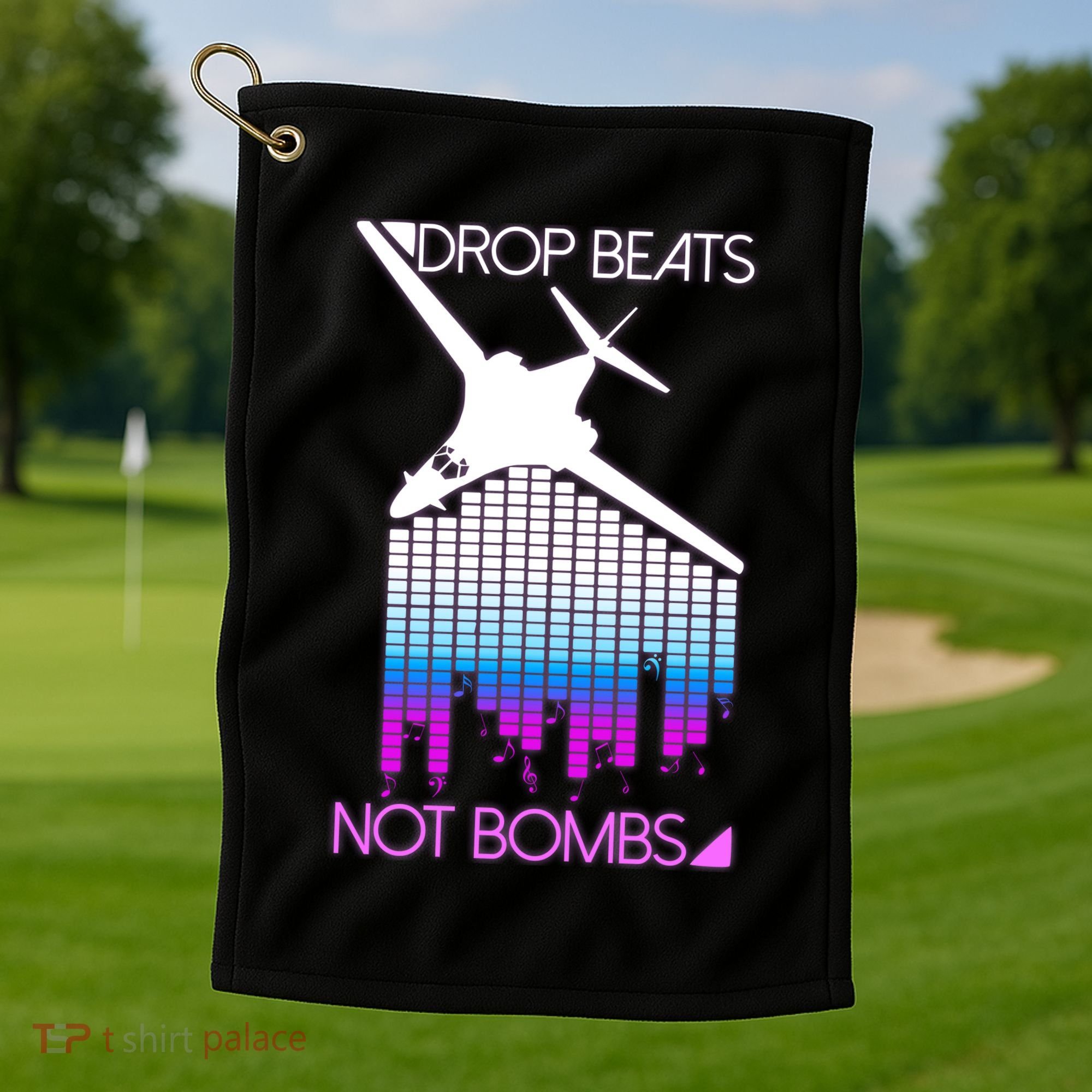 Drop Beats Not Bombs Golf Towel