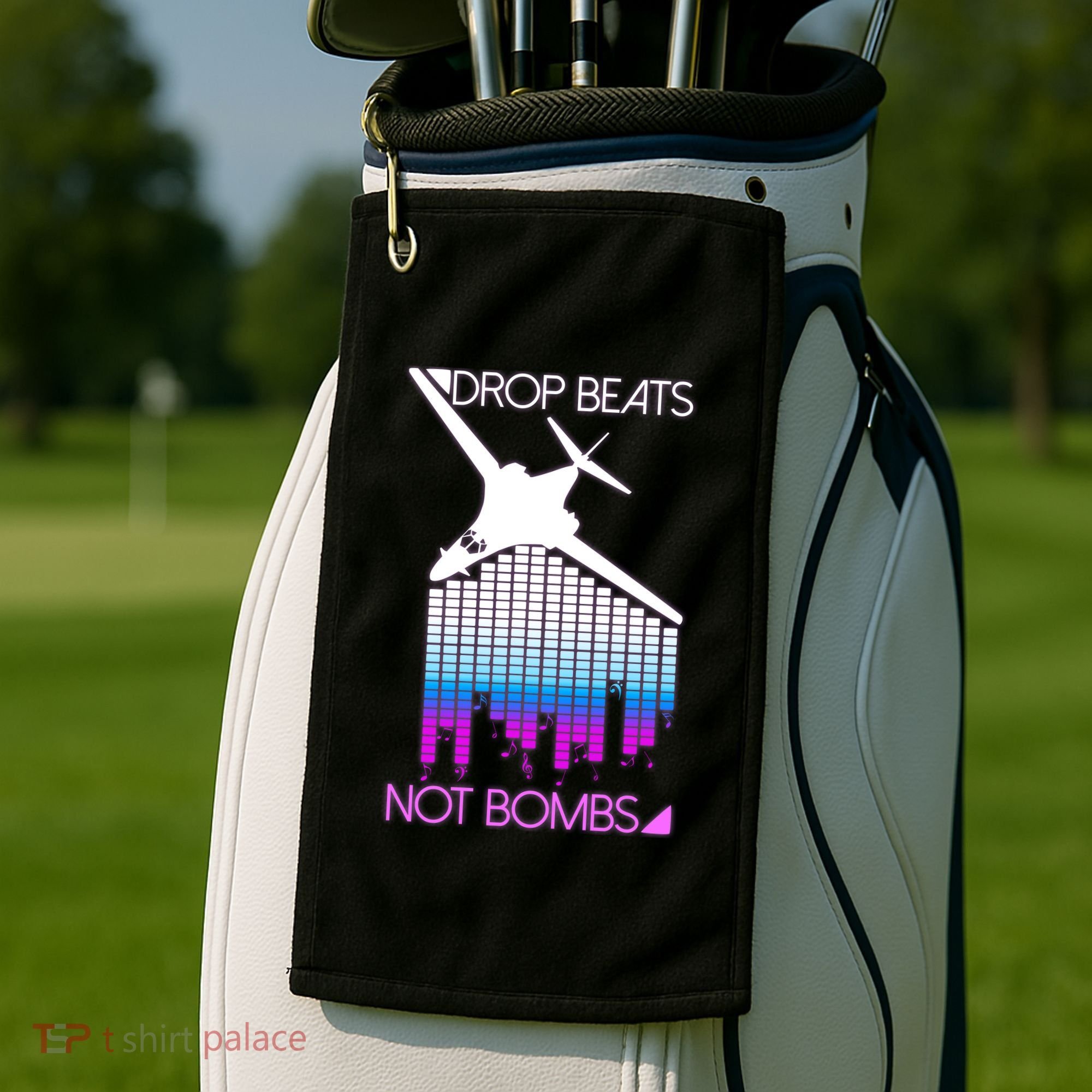 Drop Beats Not Bombs Golf Towel