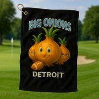 Detroit Big Onions Funny Football Golf Towel thumb 1