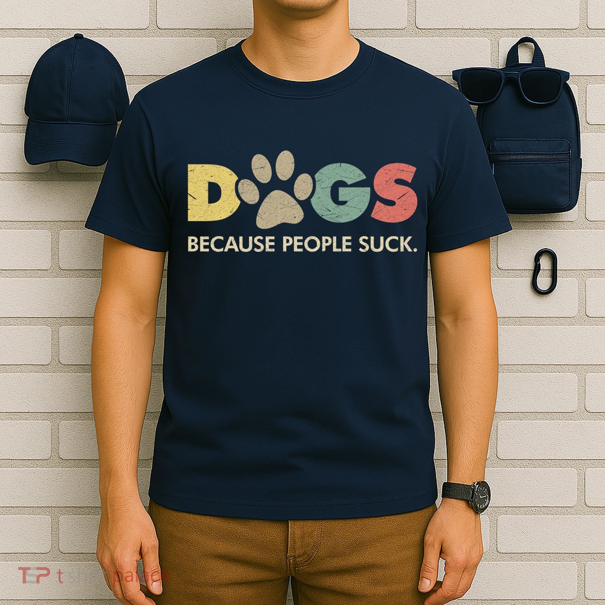 Dogs Because People Suck | Funny Retro Vintage T-Shirt