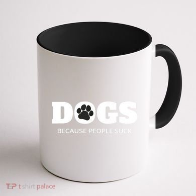 Dogs Because People Suck Funny Rescue Mutt Lovers Coffee Mug back