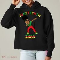 Dabbing Black Princess Juneteenth 1865 Black History Ladies Heavyweight Boxy Pullover Hoodie thumb 0