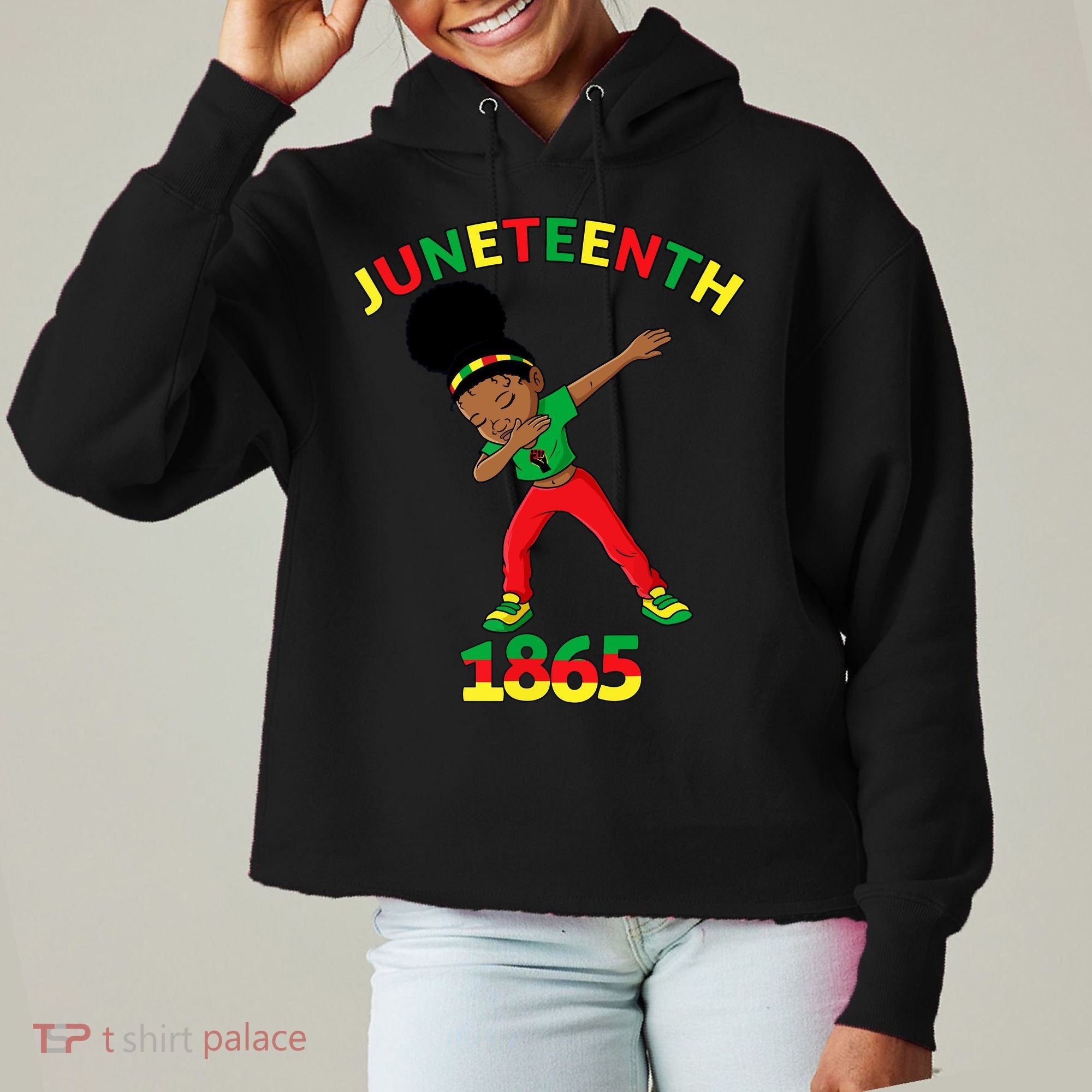 Dabbing Black Princess Juneteenth 1865 Black History Ladies Heavyweight Boxy Pullover Hoodie