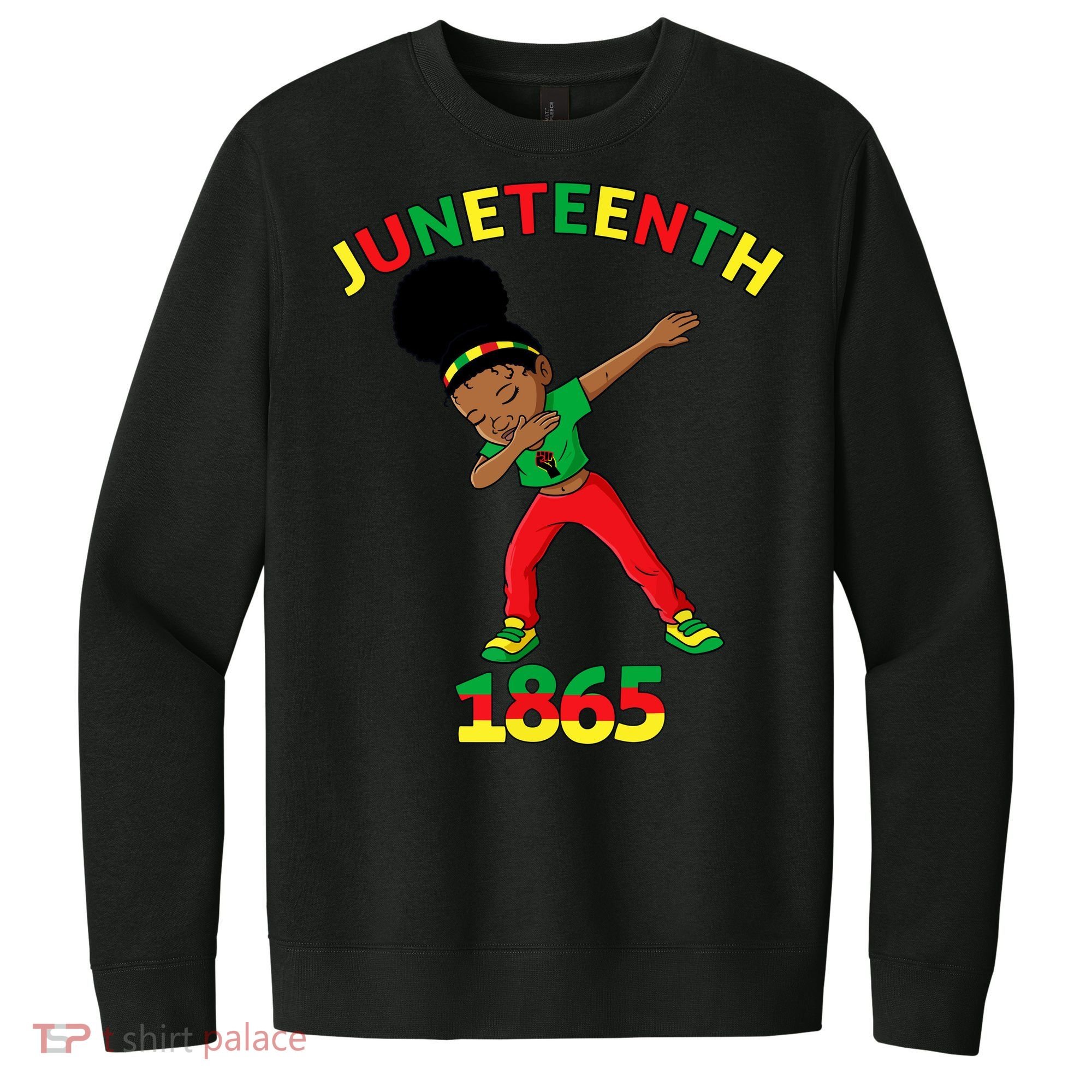 Dabbing Black Princess Juneteenth 1865 Black History V.I.T. Fleece Crew Sweatshirt