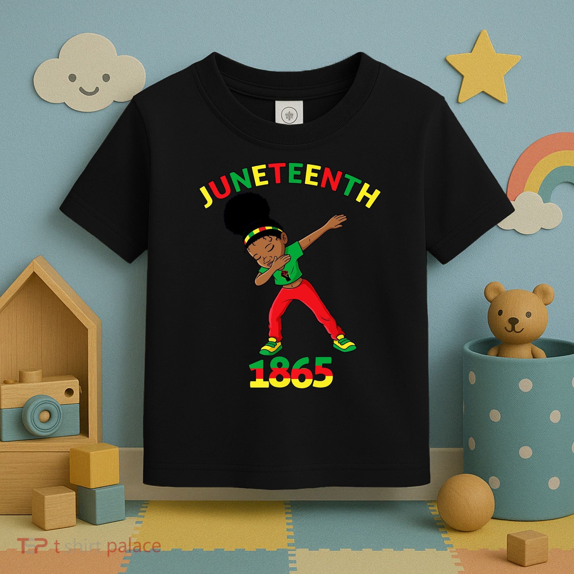 Dabbing Black Princess Juneteenth 1865 Black History Toddler T-Shirt