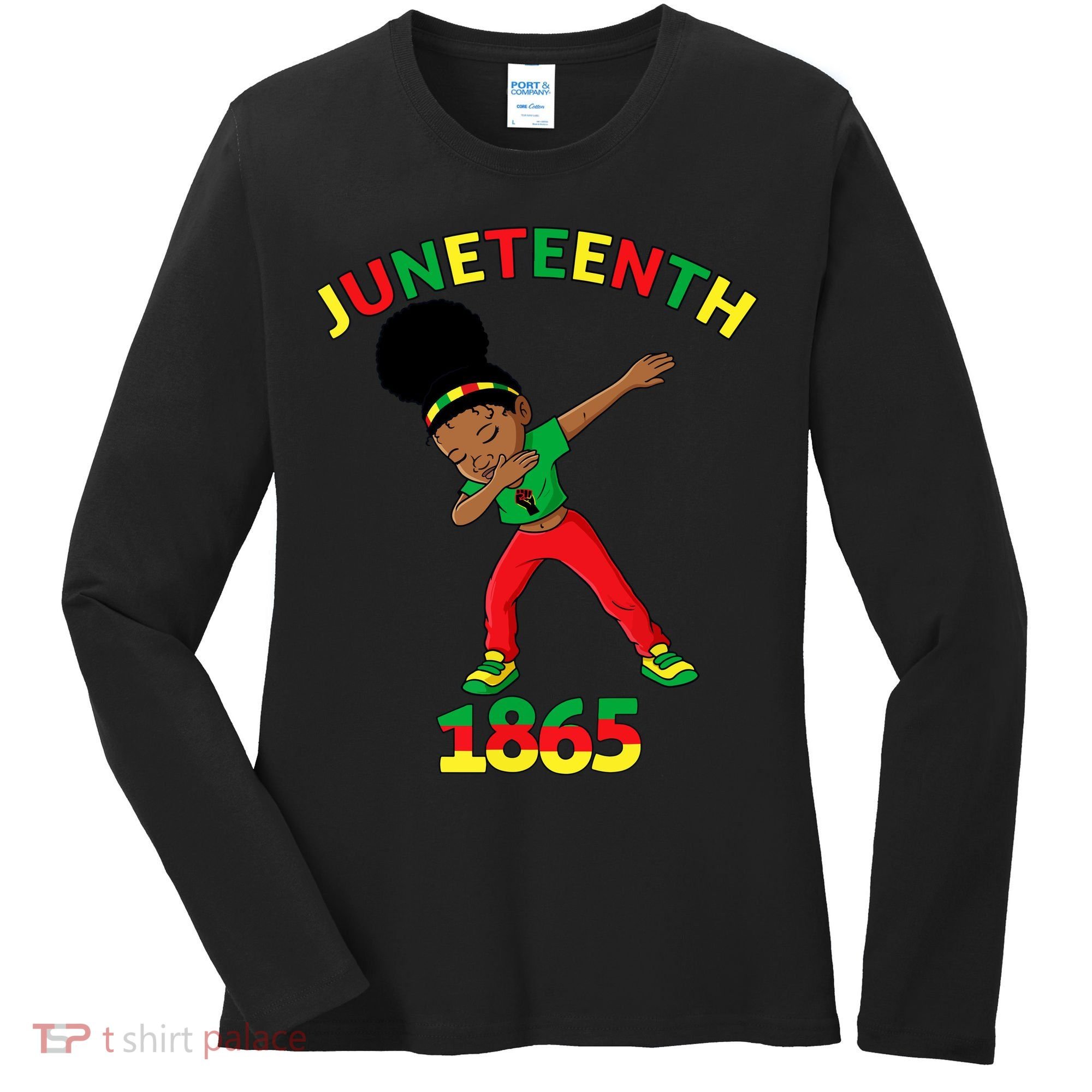 Dabbing Black Princess Juneteenth 1865 Black History Women's Long Sleeve Shirt