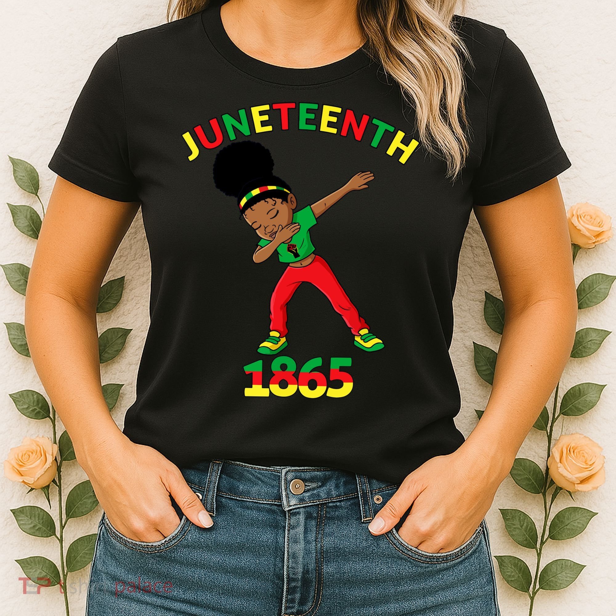 Dabbing Black Princess Juneteenth 1865 Black History Women's T-Shirt