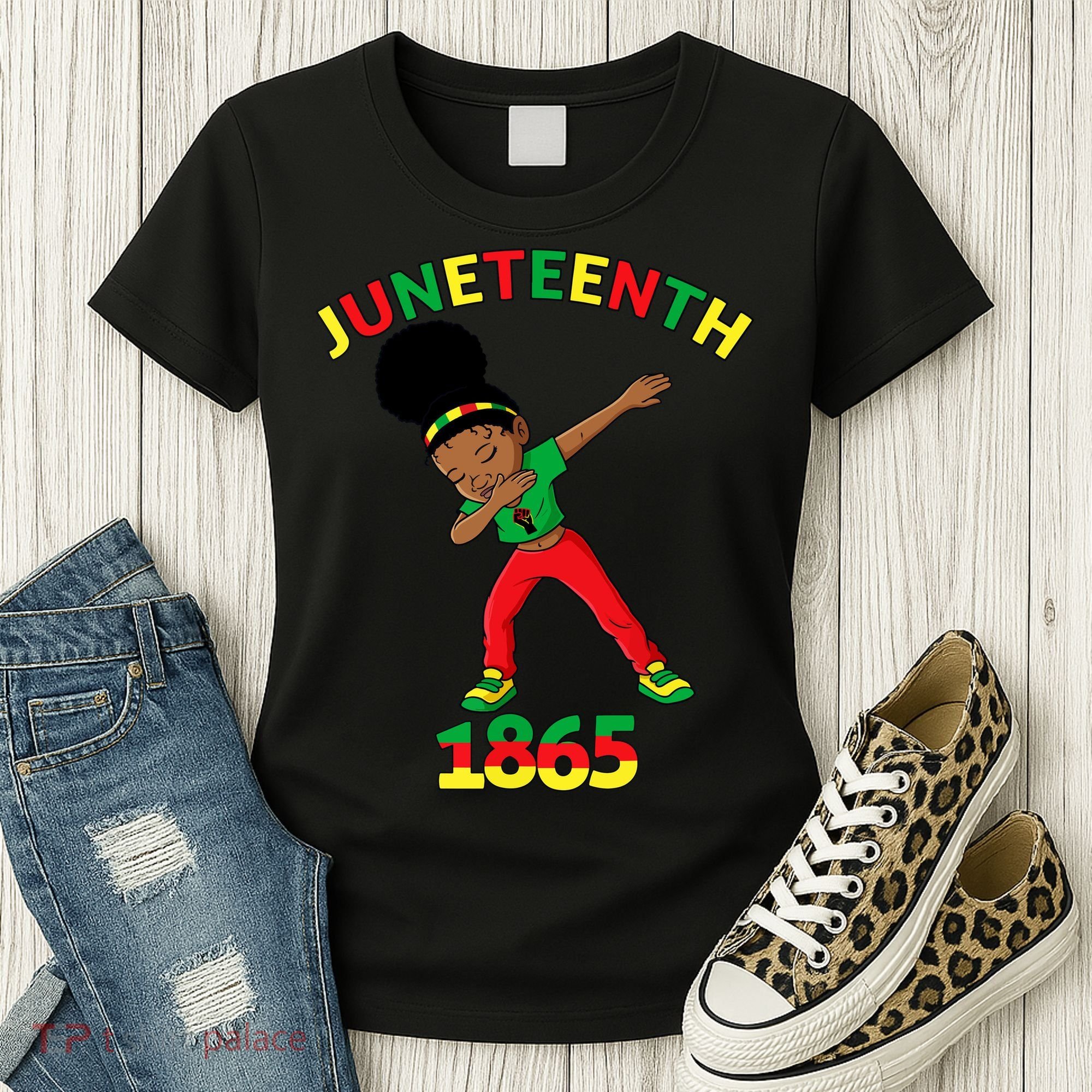 Dabbing Black Princess Juneteenth 1865 Black History Women's T-Shirt