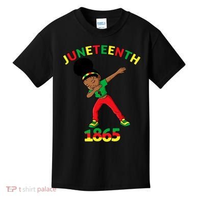 Dabbing Black Princess Juneteenth 1865 Black History Kids T-Shirt