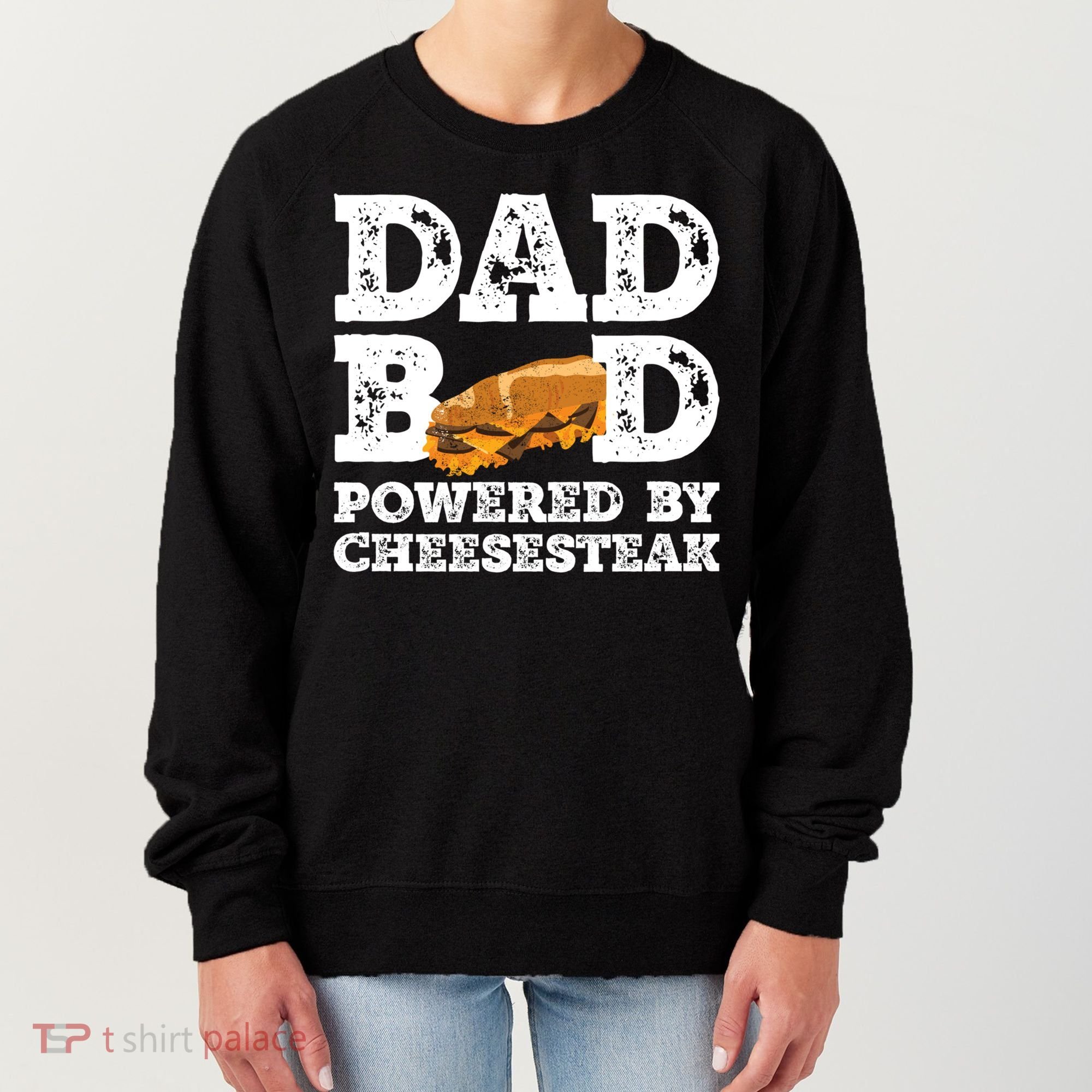 Dad Bod Powered By Cheesesteak Father Figure Graphic Cool Gift Women's Sweatshirt