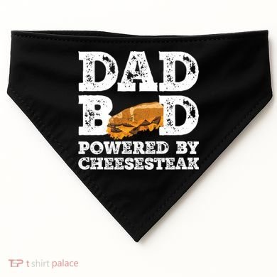 Dad Bod Powered By Cheesesteak Father Figure Graphic Cool Gift USA-Made Doggie Bandana