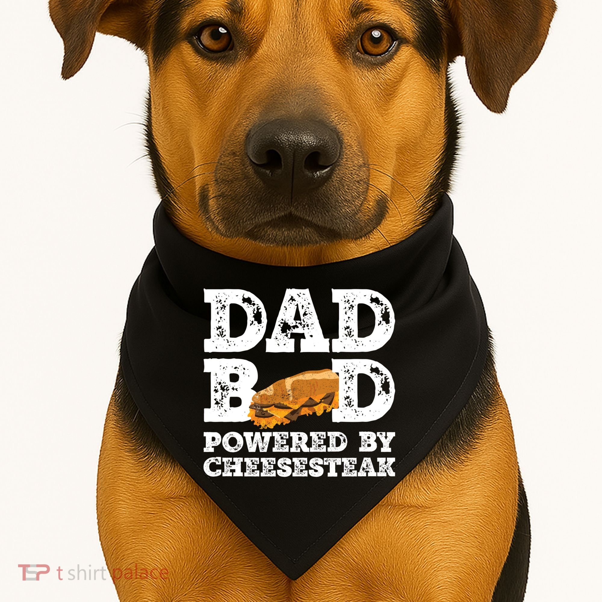 Dad Bod Powered By Cheesesteak Father Figure Graphic Cool Gift USA-Made Doggie Bandana