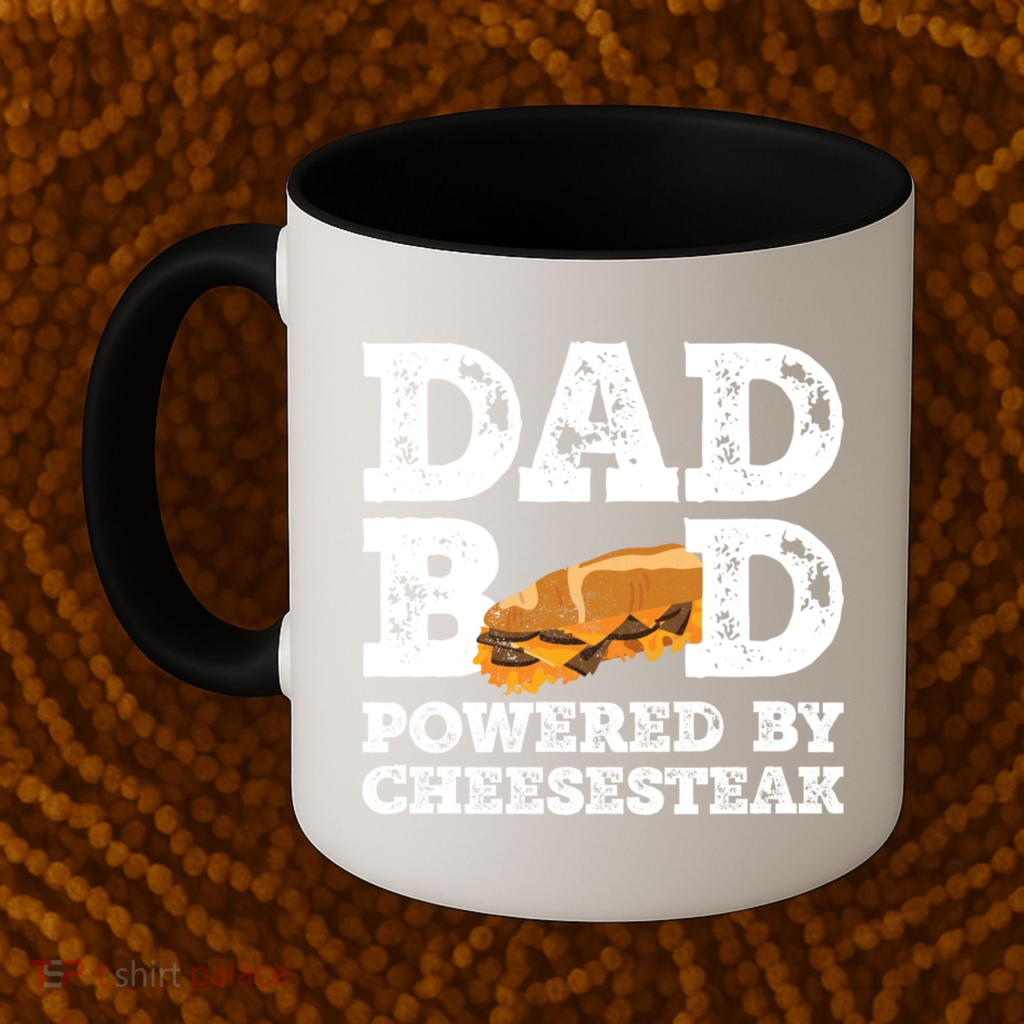 Dad Bod Powered By Cheesesteak Father Figure Graphic Cool Gift Coffee Mug