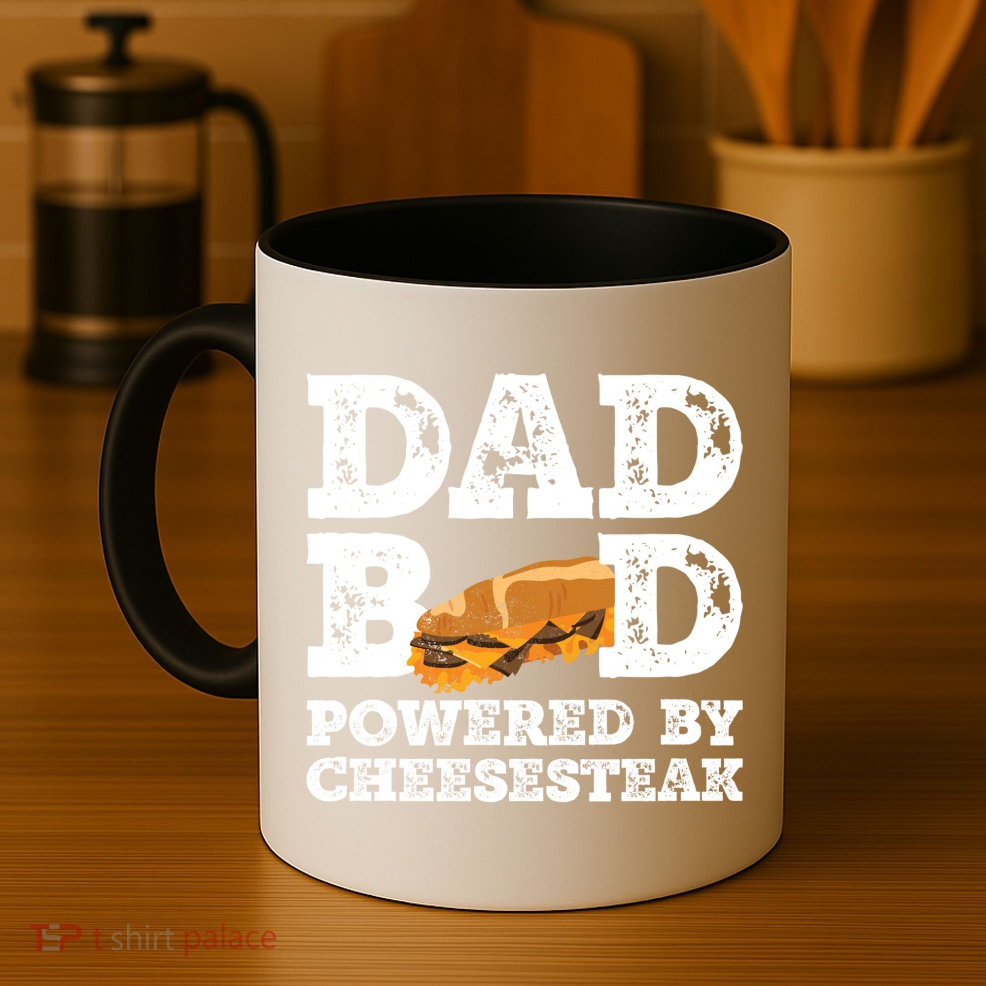 Dad Bod Powered By Cheesesteak Father Figure Graphic Cool Gift Coffee Mug