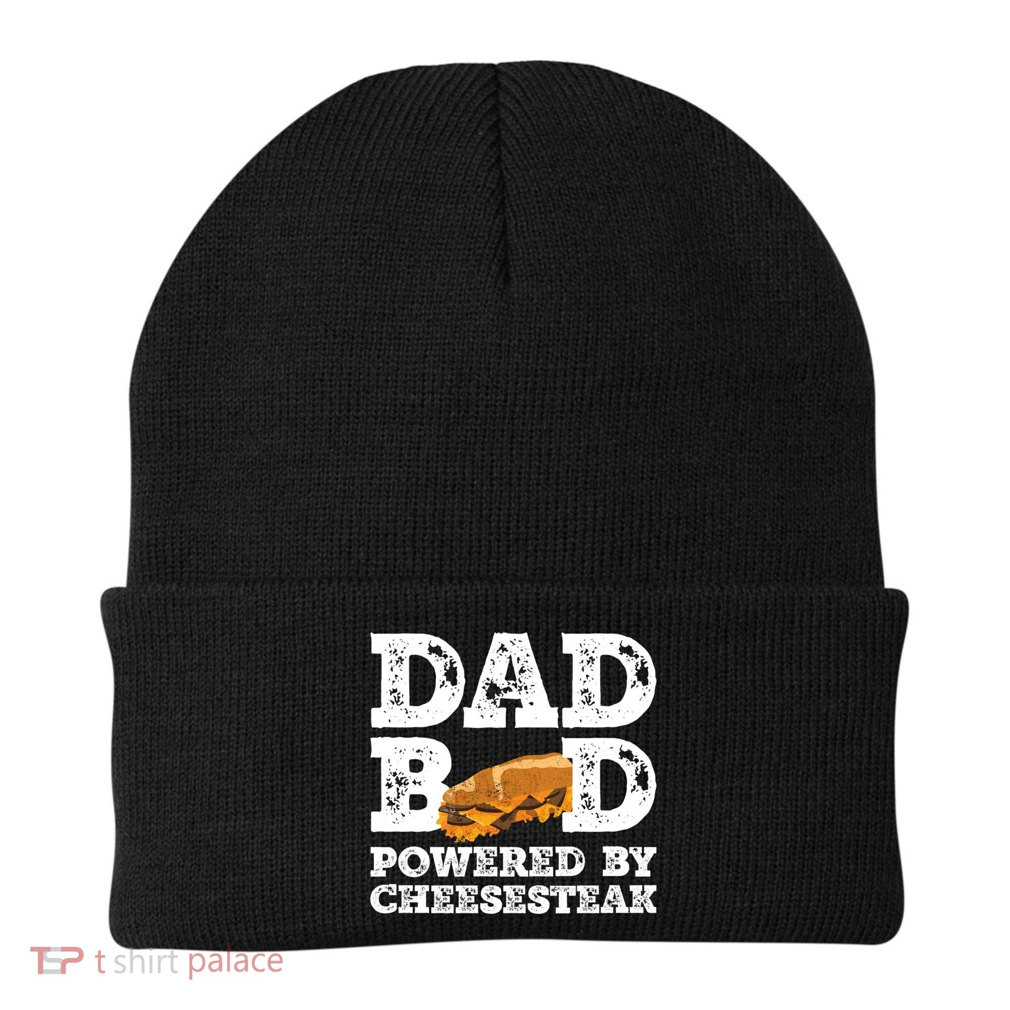 Dad Bod Powered By Cheesesteak Father Figure Graphic Cool Gift Beanie