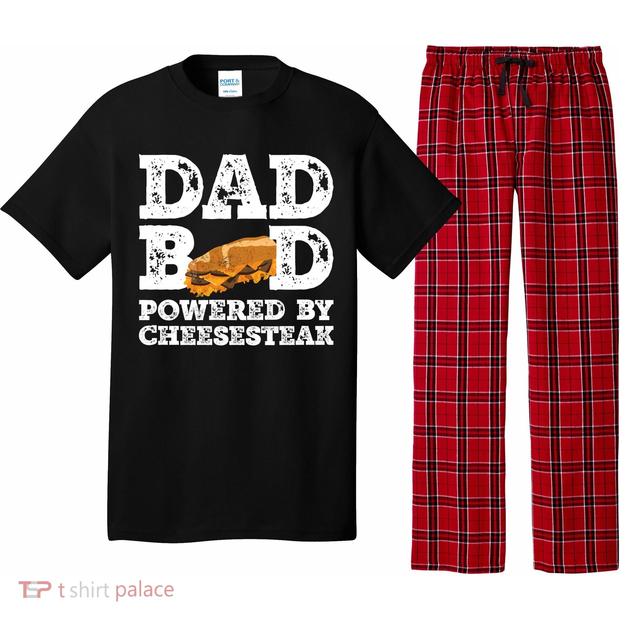 Dad Bod Powered By Cheesesteak Father Figure Graphic Cool Gift Pajama Set