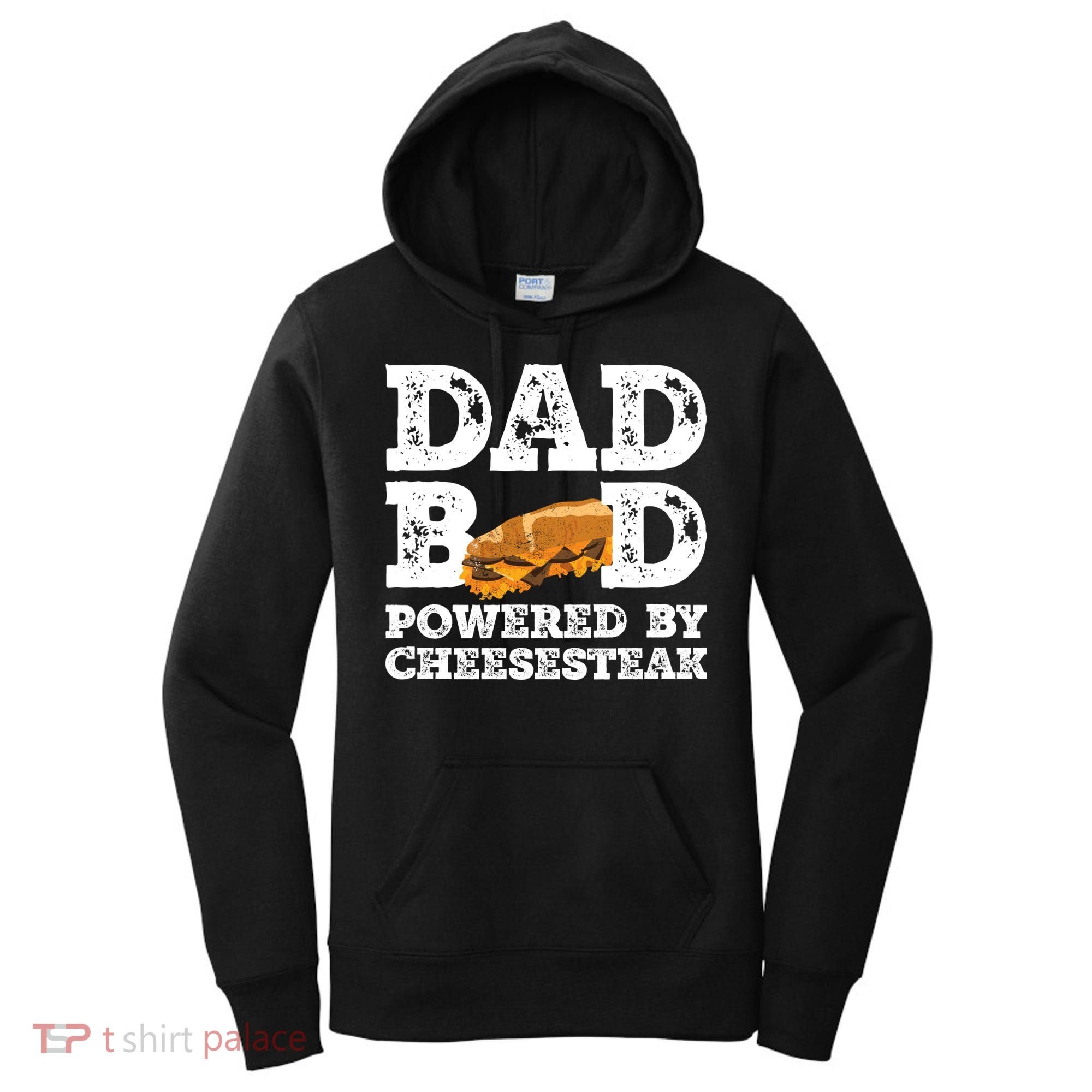 Dad Bod Powered By Cheesesteak Father Figure Graphic Cool Gift Women's Hoodie