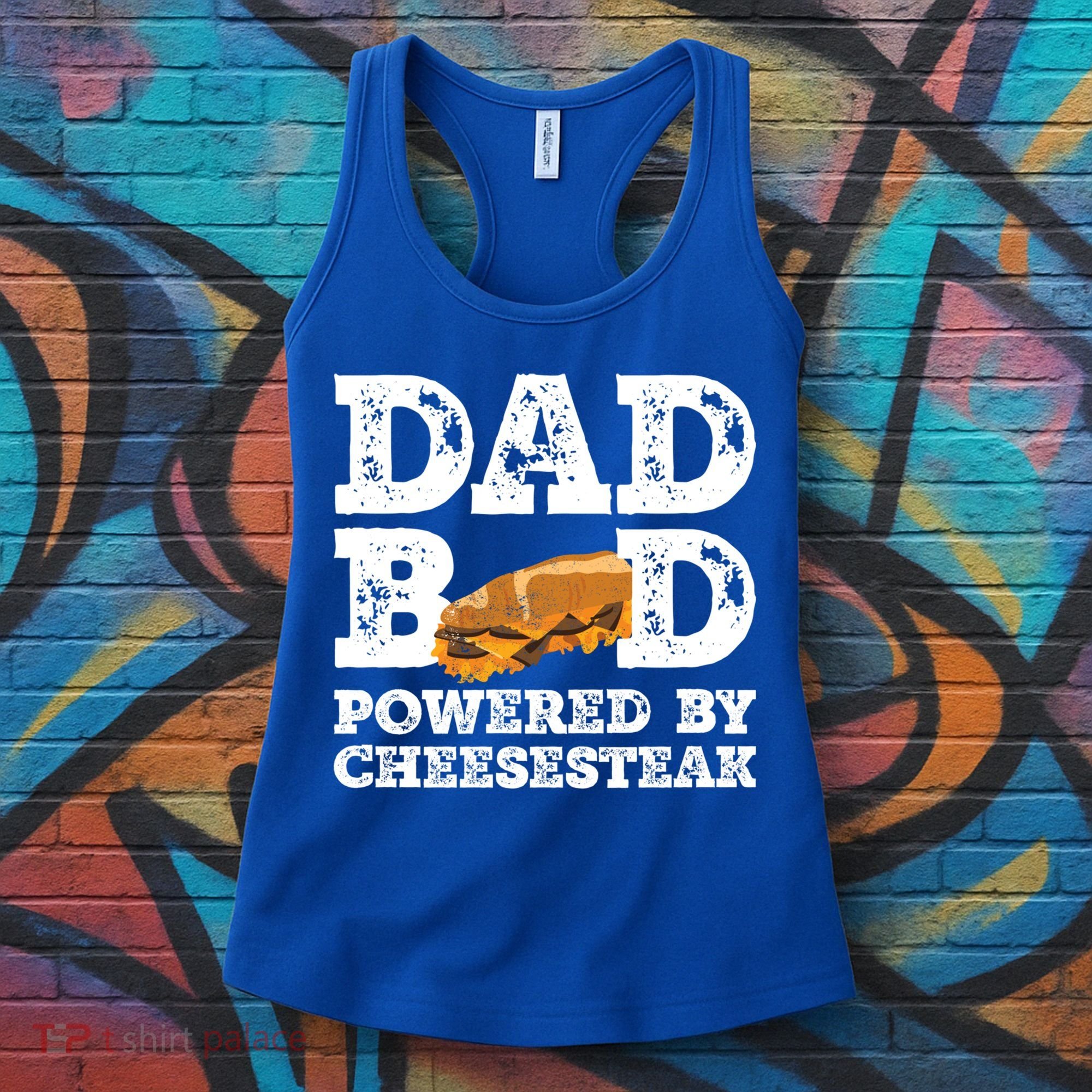 Dad Bod Powered By Cheesesteak Father Figure Graphic Cool Gift Women's Tank Top