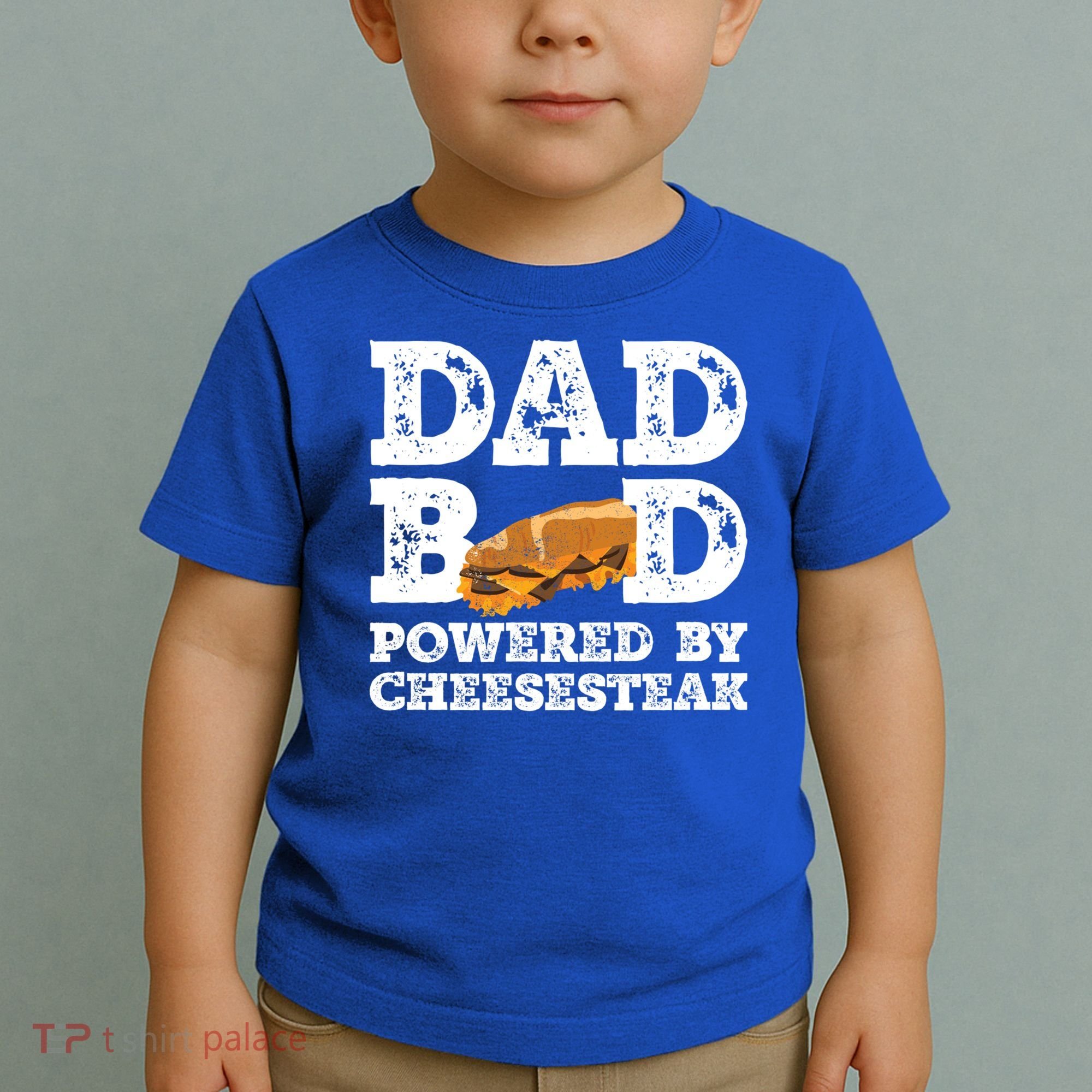 Dad Bod Powered By Cheesesteak Father Figure Graphic Cool Gift Toddler T-Shirt