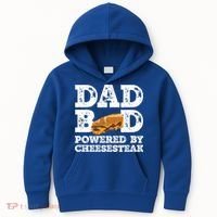 Dad Bod Powered By Cheesesteak Father Figure Graphic Cool Gift Kids Hoodie thumb 0