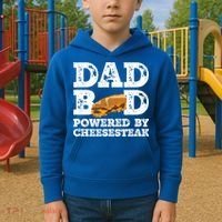 Dad Bod Powered By Cheesesteak Father Figure Graphic Cool Gift Kids Hoodie thumb 2