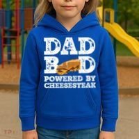 Dad Bod Powered By Cheesesteak Father Figure Graphic Cool Gift Kids Hoodie thumb 3