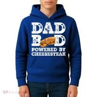 Dad Bod Powered By Cheesesteak Father Figure Graphic Cool Gift Kids Hoodie thumb 4