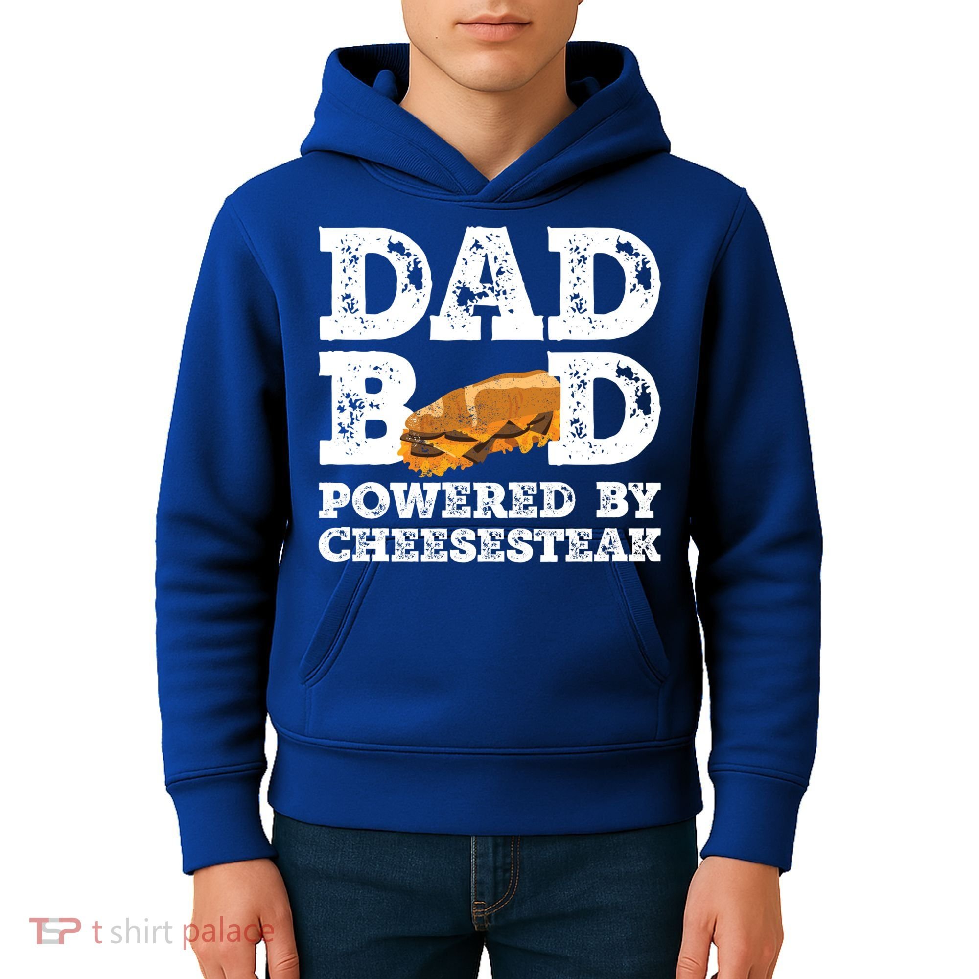 Dad Bod Powered By Cheesesteak Father Figure Graphic Cool Gift Kids Hoodie