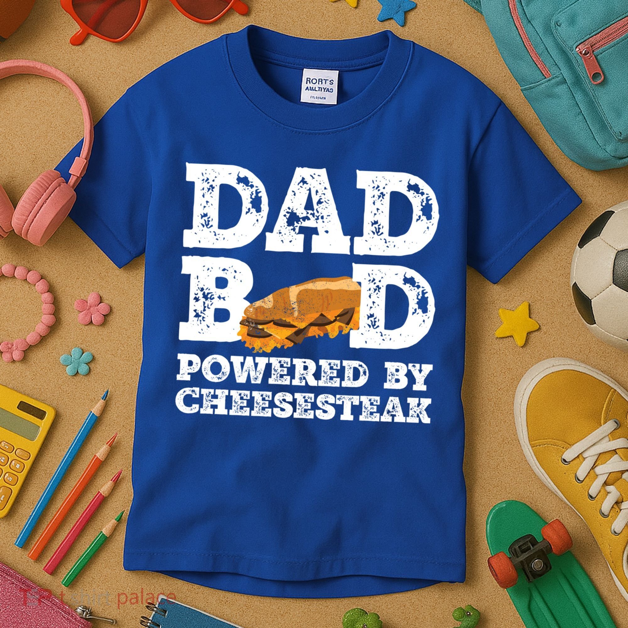 Dad Bod Powered By Cheesesteak Father Figure Graphic Cool Gift Kids T-Shirt