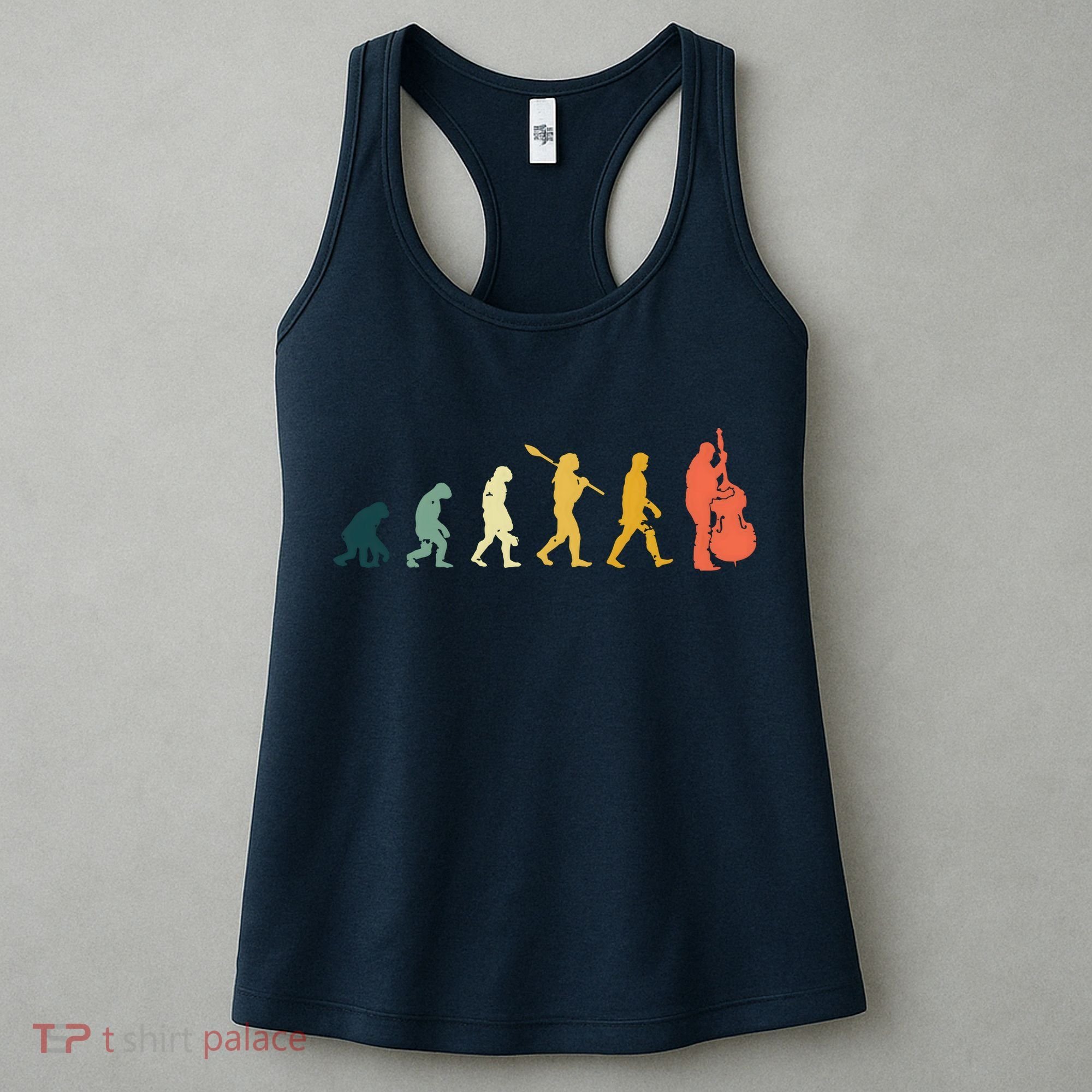 Double Bass Player Evolution Funny Music Band Gift Women's Tank Top