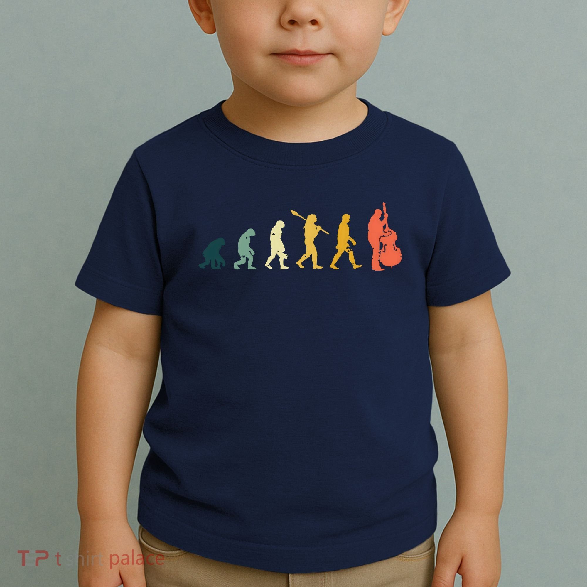 Double Bass Player Evolution Funny Music Band Gift Toddler T-Shirt