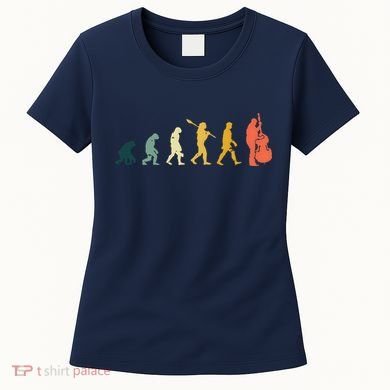 Double Bass Player Evolution Funny Music Band Gift Women's T-Shirt
