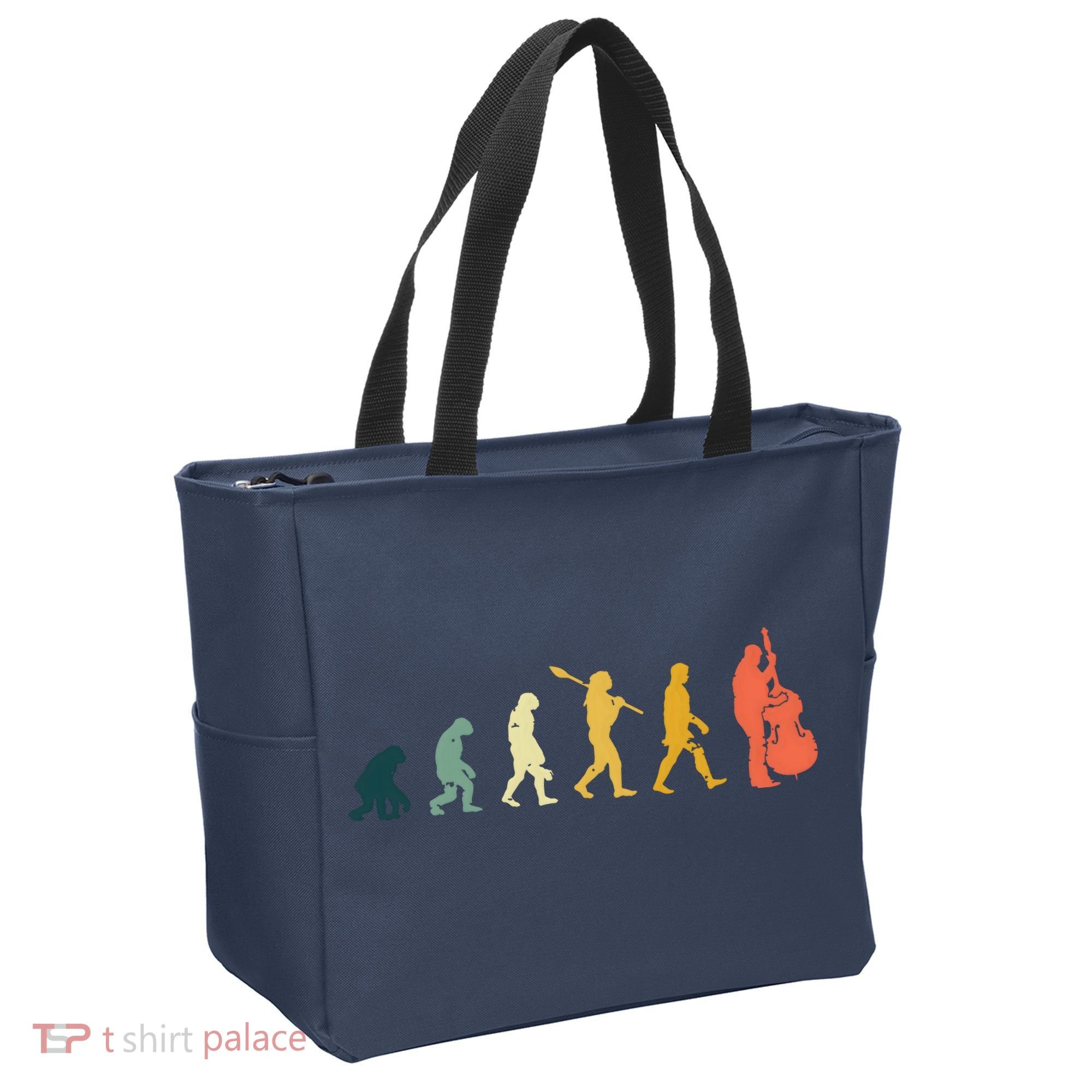 Double Bass Player Evolution Funny Music Band Gift Tote Bag