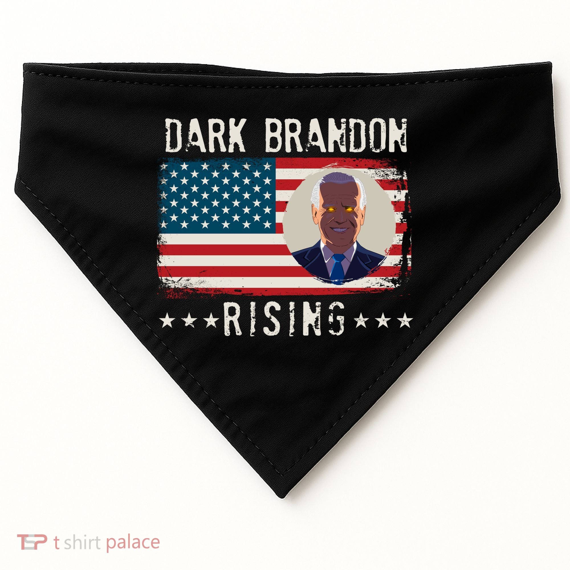 Dark Brandon Rising Anti Joe Biden Distressed USA American Flag USA-Made Doggie Bandana