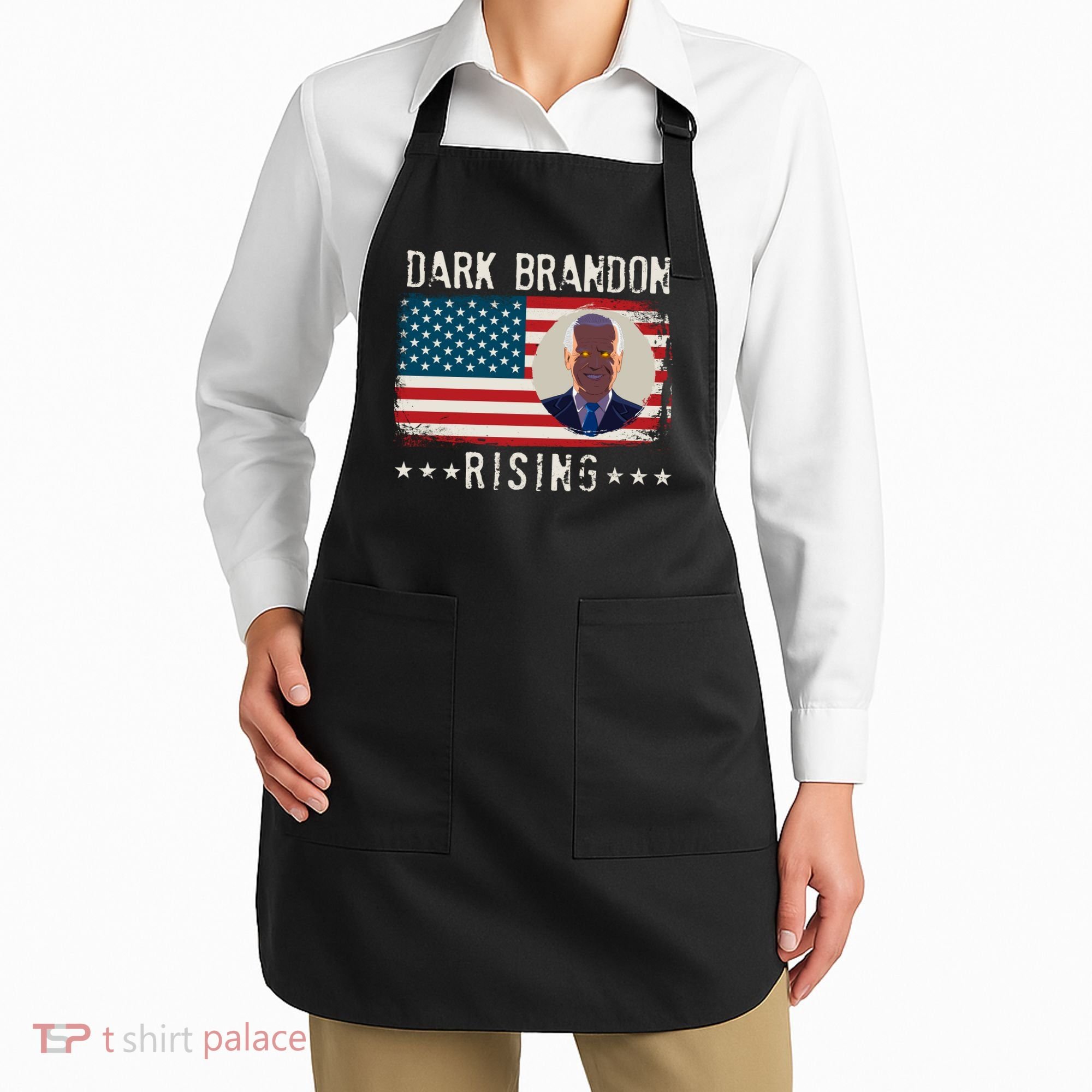 Dark Brandon Rising Anti Joe Biden Distressed USA American Flag Apron
