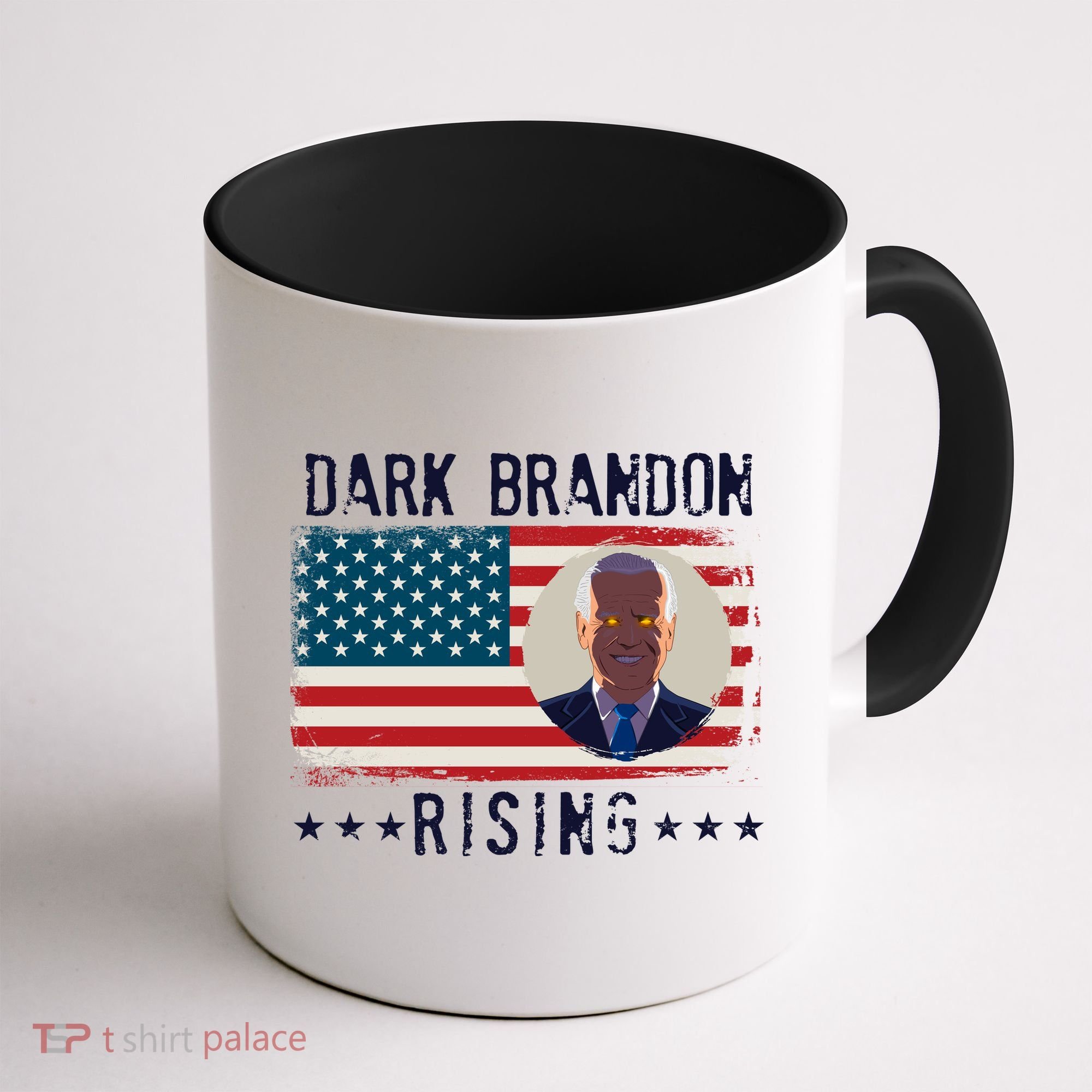Dark Brandon Rising Anti Joe Biden Distressed USA American Flag Coffee Mug