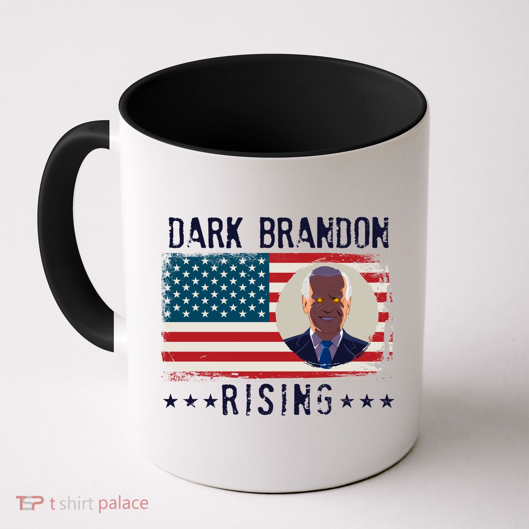 Dark Brandon Rising Anti Joe Biden Distressed USA American Flag Coffee Mug