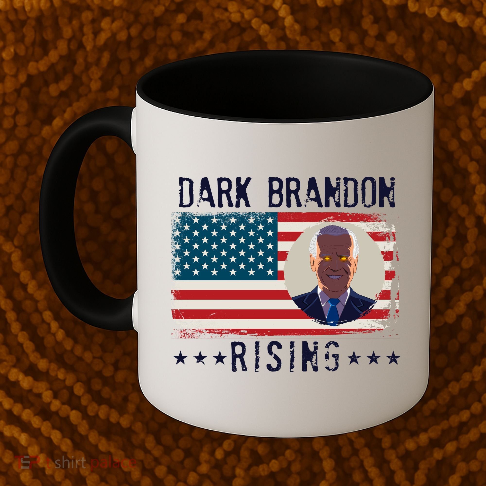 Dark Brandon Rising Anti Joe Biden Distressed USA American Flag Coffee Mug