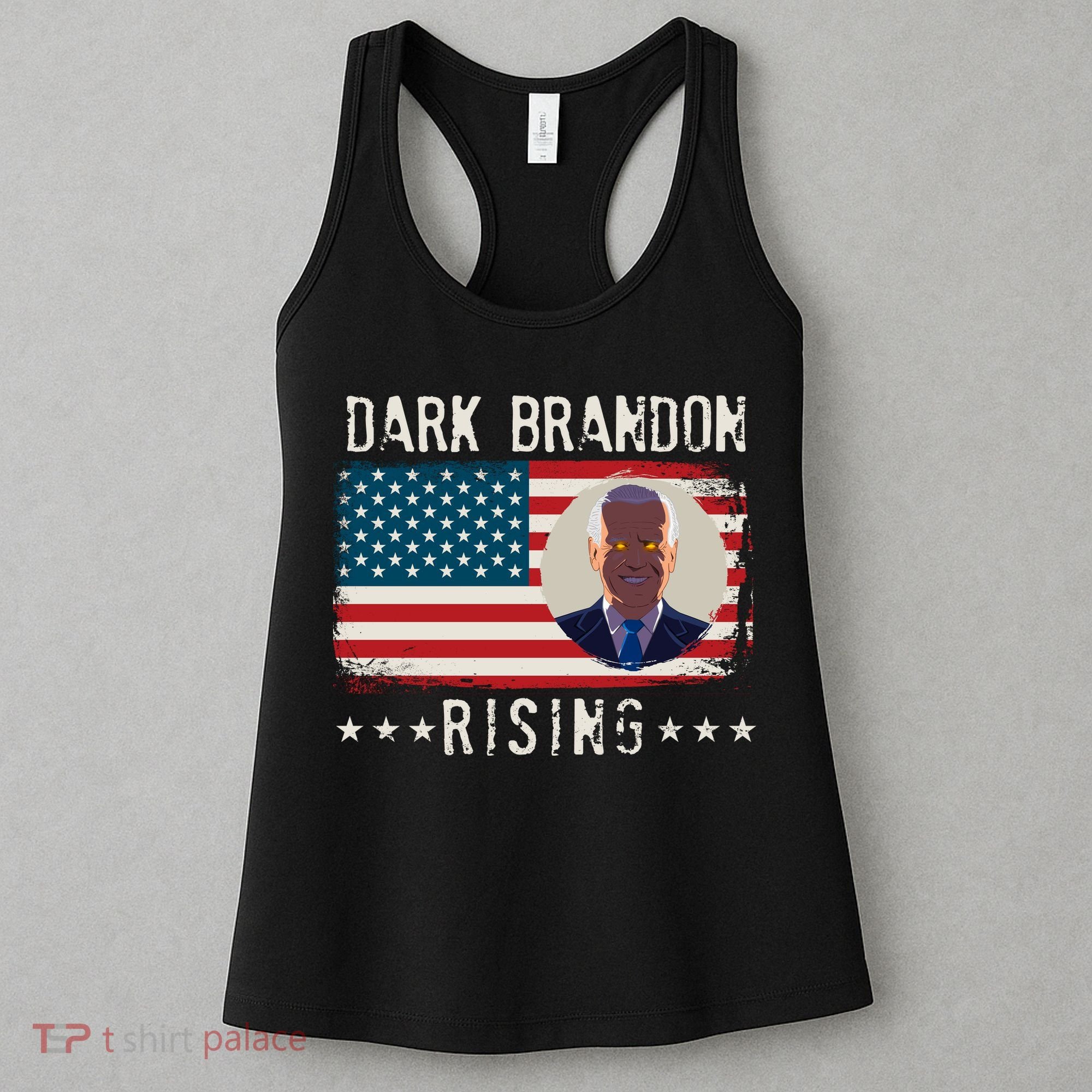 Dark Brandon Rising Anti Joe Biden Distressed USA American Flag Women's Tank Top