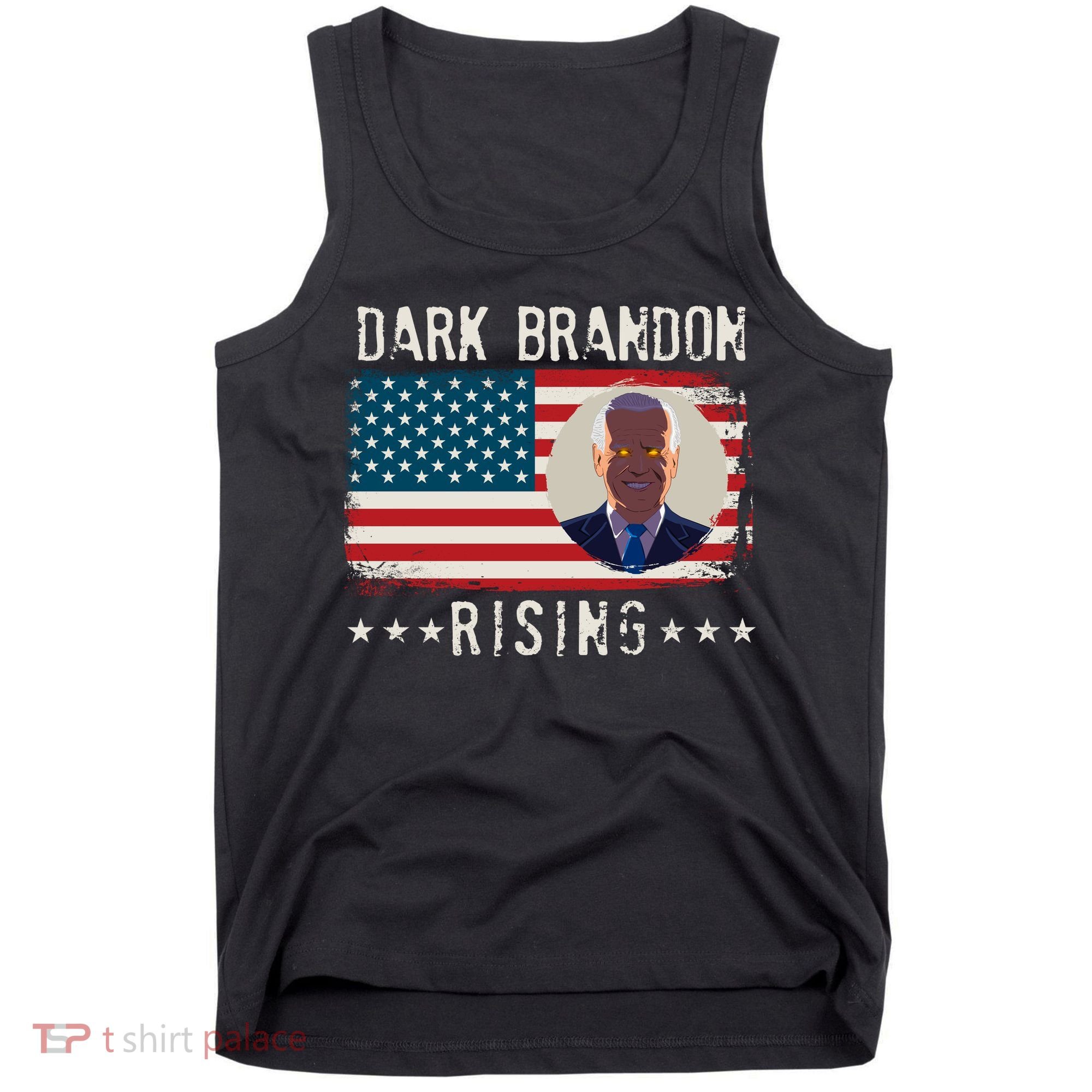 Dark Brandon Rising Anti Joe Biden Distressed USA American Flag Tank Top