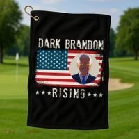 Dark Brandon Rising Anti Joe Biden Distressed USA American Flag Golf Towel thumb 1