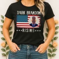 Dark Brandon Rising Anti Joe Biden Distressed USA American Flag Women's T-Shirt thumb 2