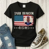 Dark Brandon Rising Anti Joe Biden Distressed USA American Flag Women's T-Shirt thumb 3