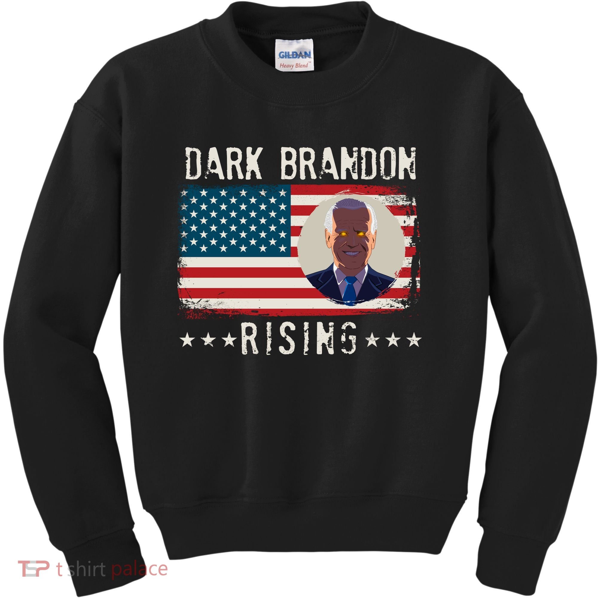 Dark Brandon Rising Anti Joe Biden Distressed USA American Flag Kids Sweatshirt