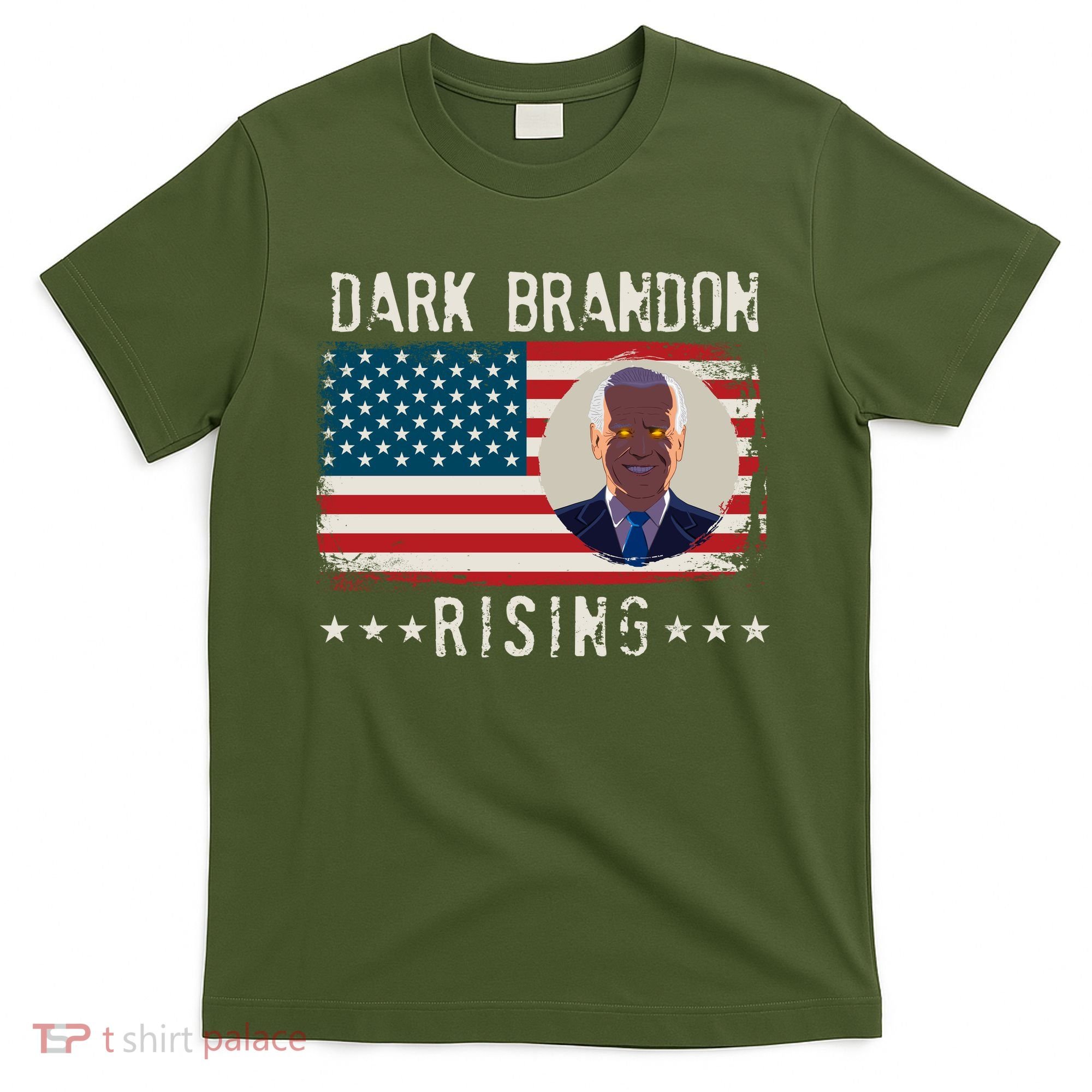 Dark Brandon Rising Anti Joe Biden Distressed USA American Flag T-Shirt
