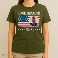 Dark Brandon Rising Anti Joe Biden Distressed USA American Flag T-Shirt thumb 4
